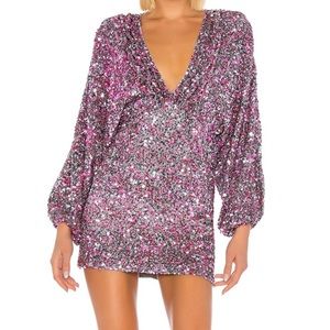 Retrofete balloon sleeve sequin dress